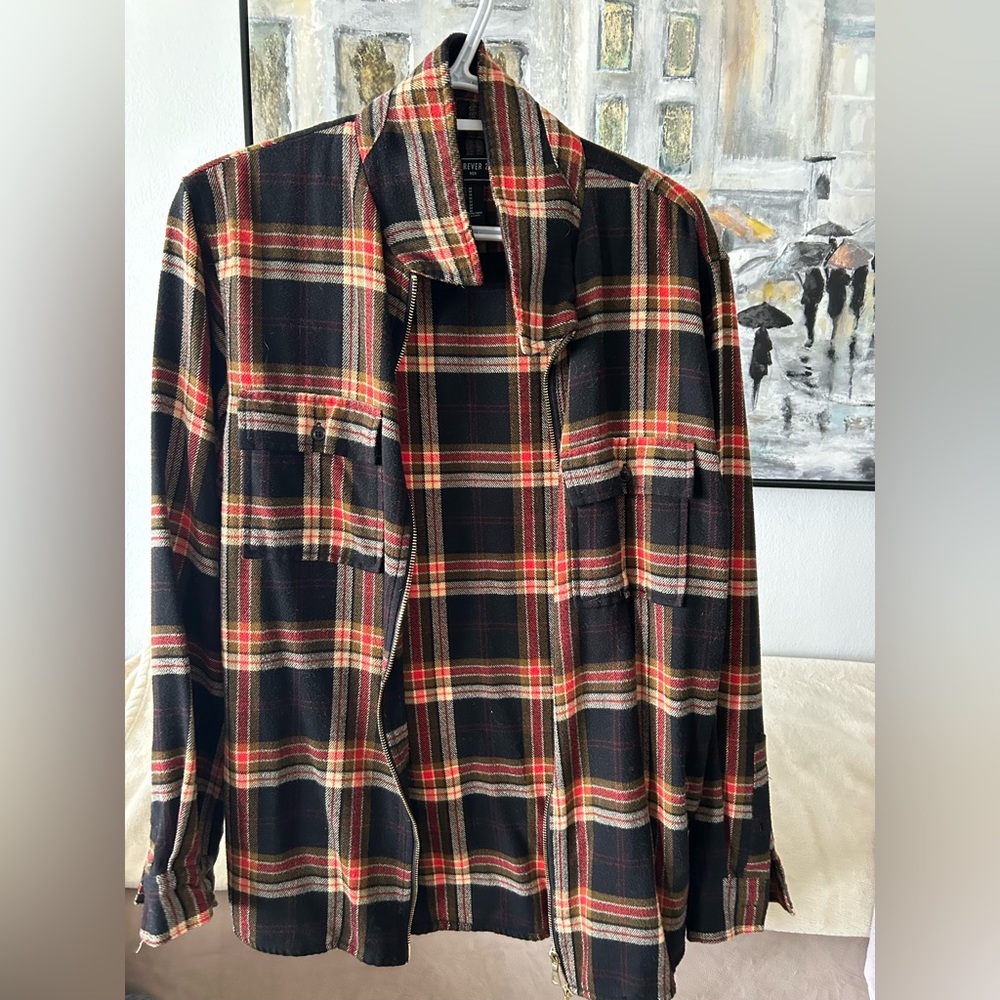 Vintage Forever 21 plaid shirt with zipper